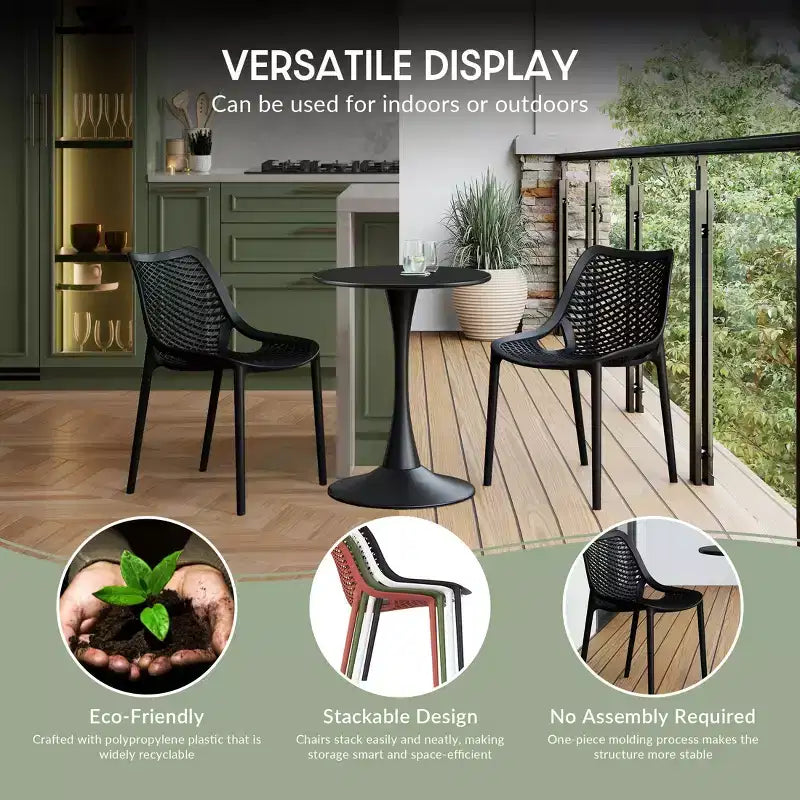 Conjunto de mesa de comedor cuadrada para patio de 5 piezas Playa de WestinTrends con sillas de comedor apilables para patio