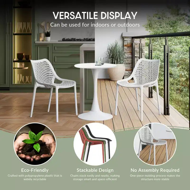 Conjunto de mesa de comedor cuadrada para patio de 5 piezas Playa de WestinTrends con sillas de comedor apilables para patio