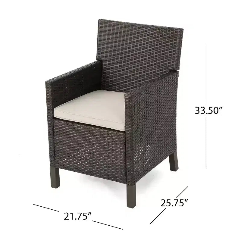 Christopher Knight Home Otto set da pranzo da esterno da 7 pezzi in vimini e legno di acacia con cuscino