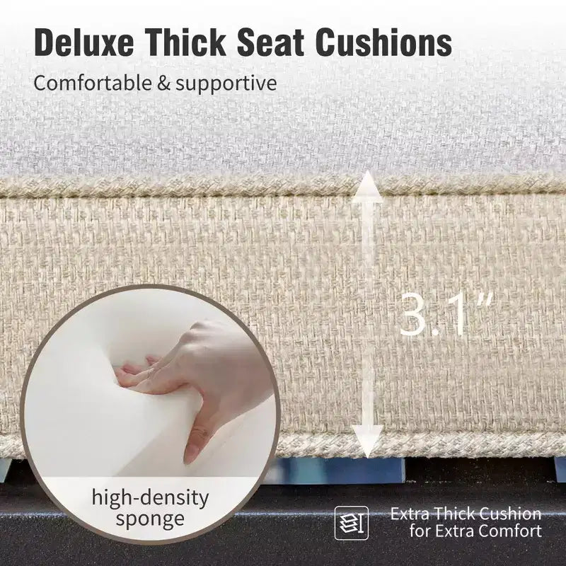 Mesa rectangular de acero con tablero de listones para comedor exterior de 7 piezas y sillas fijas de ratán beige de Captiva Designs
