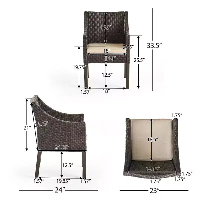 Conjunto de comedor de exterior de 5 piezas Damas de Christopher Knight Home, de madera de acacia y mimbre, con cojín