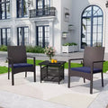 Captiva Designs 3pc Outdoor Patio Slatted Tabletop Square Dining Steel Table & Arm Chairs