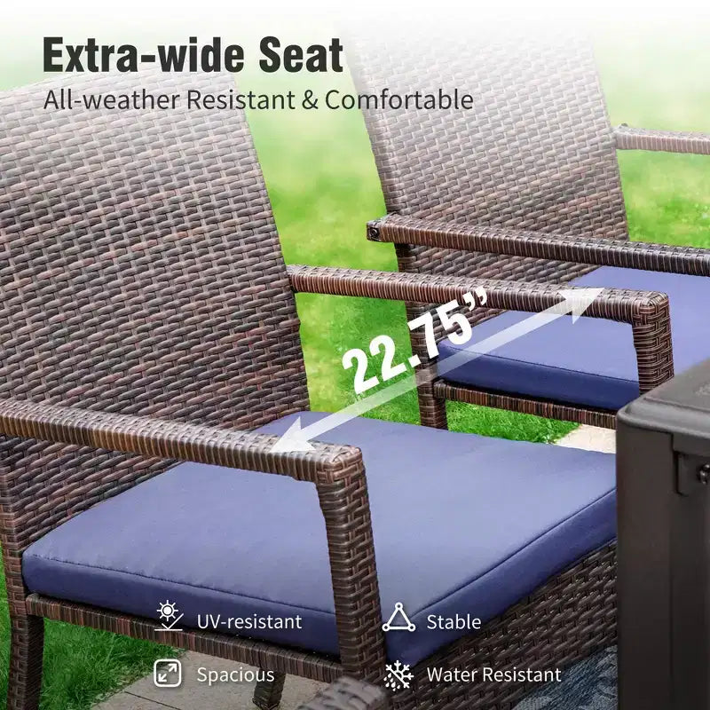 Captiva Designs 3 parçalı dış mekân veranda çıtalı üst tablalı kare çelik yemek masası ve kolçaklı sandalyeler