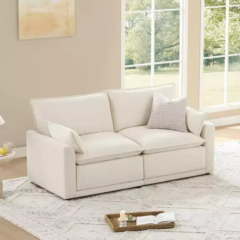 Spruce & Spring Cream 2-Piece Modular Couch Oversized Sectional Sofa for Living Room