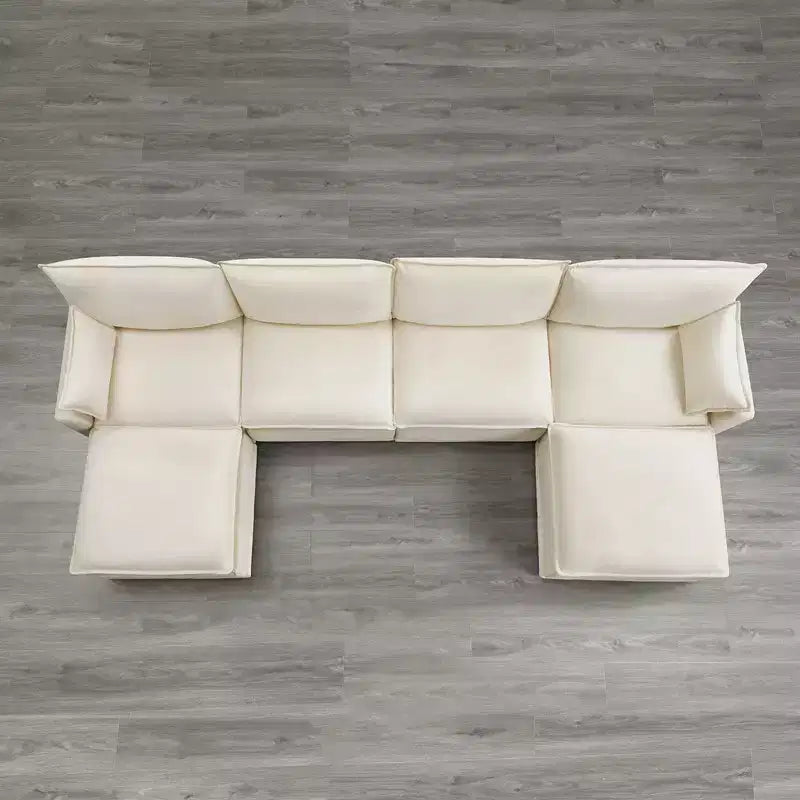 Spruce & Spring Cream 2-Piece Modular Couch Oversized Sectional Sofa for Living Room