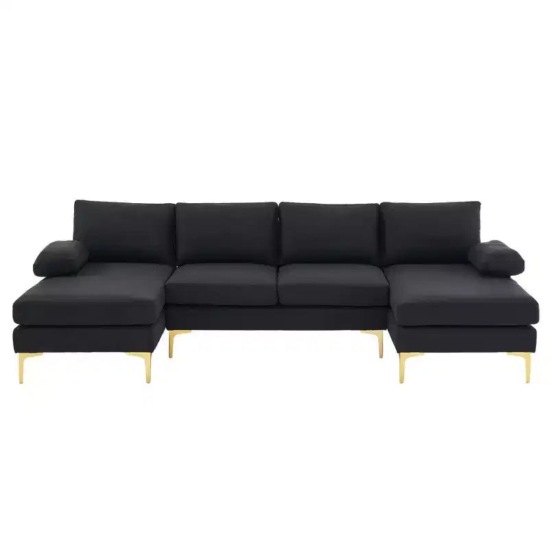 Karl Home |110 in. W Pillow Top Arm 3-Piece U-shaped Polyester Sectionals in Off-White