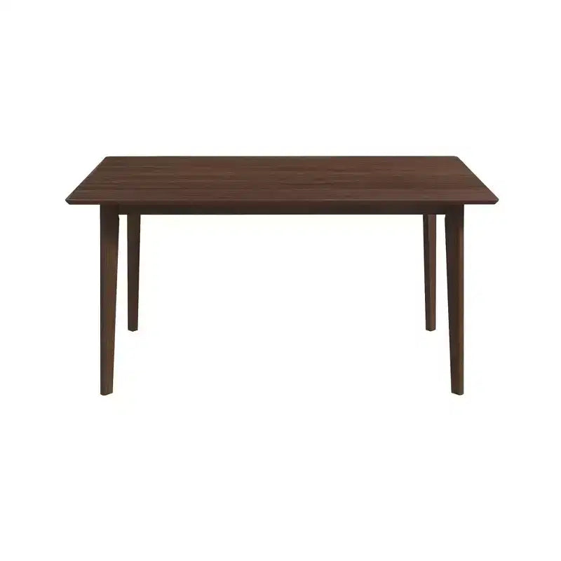 5-Piece Mid-Century Solid Wood Dining Set  Walnut Brown Stain, Beveled Edge Table & 4 Chairs, Seats 4