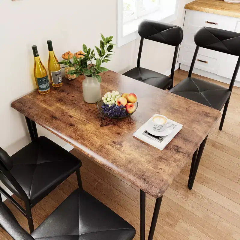 Matbordset i 5 delar för 4 personer, modernt matbordsset, matbord med 4 stoppade stolar för små utrymmen, lägenhet eller hemmakontor