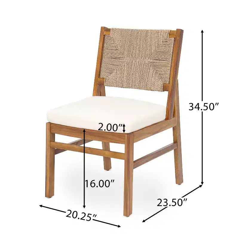 Conjunto de comedor rústico para patio de 7 piezas Christopher Knight Home Lucinda, de madera de acacia, con silla tejida de mimbre
