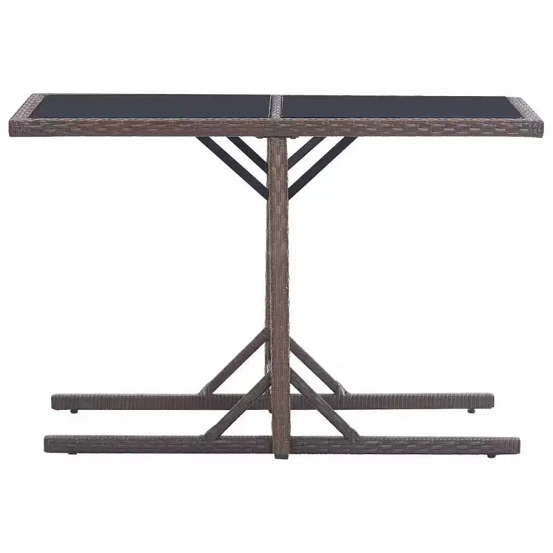 vidaXL Dining Set Brown, Cream White Poly rattan, Powder-Coated Steel, Glass