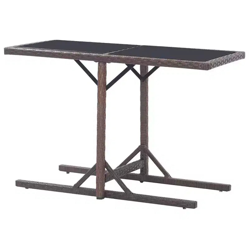 vidaXL Dining Set Brown, Cream White Poly rattan, Powder-Coated Steel, Glass