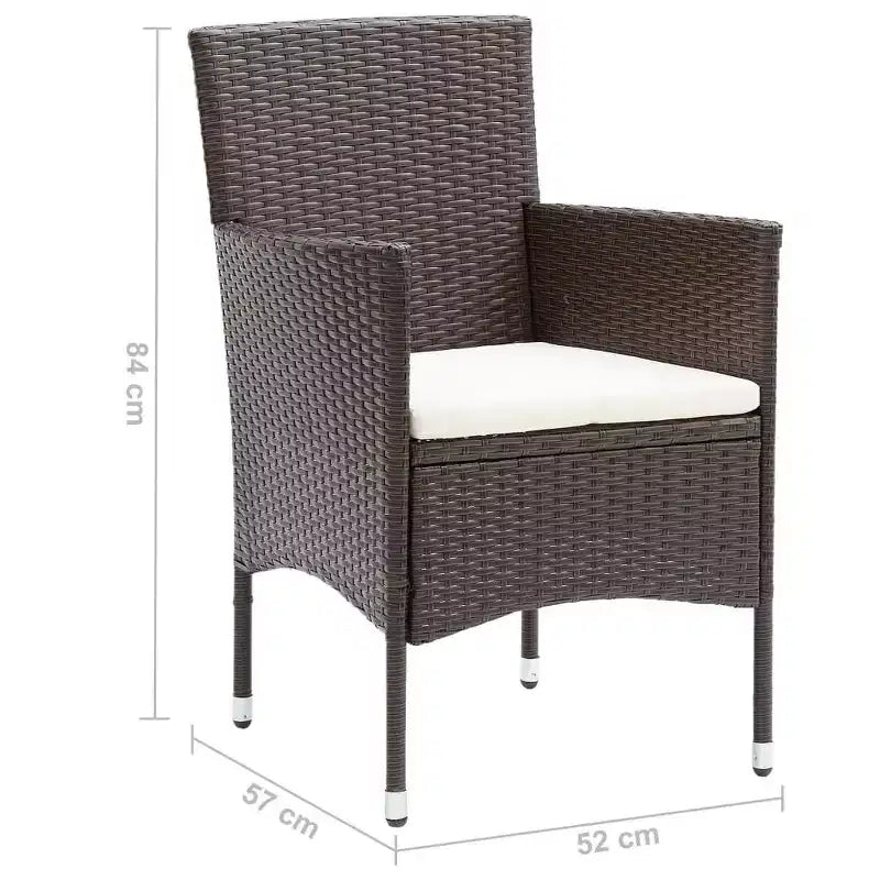 vidaXL Dining Set Brown, Cream White Poly rattan, Powder-Coated Steel, Glass