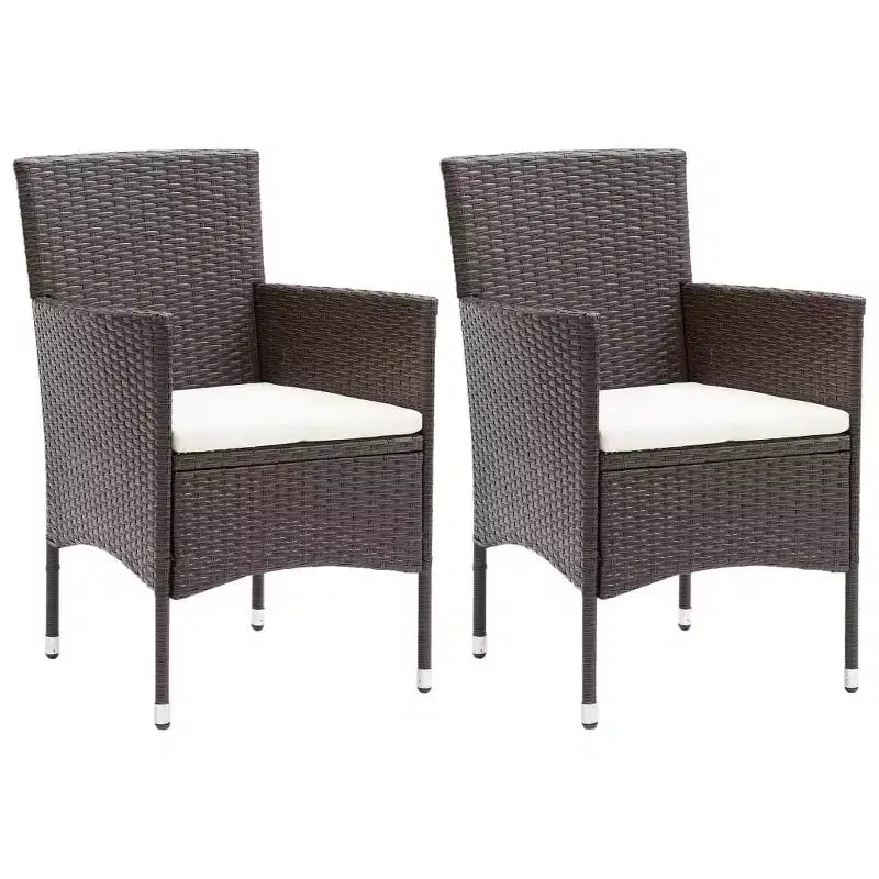 vidaXL Dining Set Brown, Cream White Poly rattan, Powder-Coated Steel, Glass