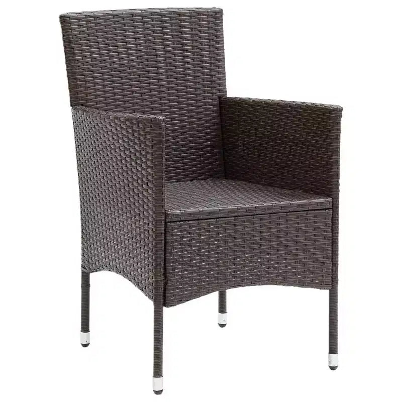 vidaXL Dining Set Brown, Cream White Poly rattan, Powder-Coated Steel, Glass
