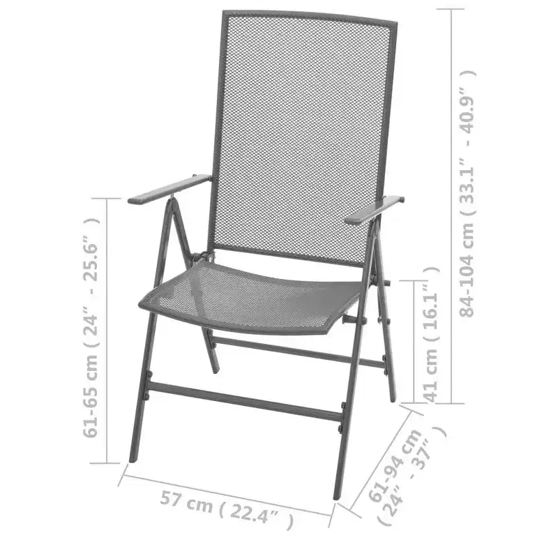 vidaXL 3 Piece Patio Dining Set Steel Anthracite