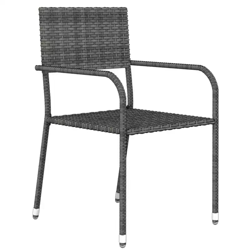 vidaXL Garten-Essgruppe aus grauem PE-Rattan, Stahl und Glas, 5-teilig, stapelbar - Tischlänge 31.5, Grau, 4 Teile