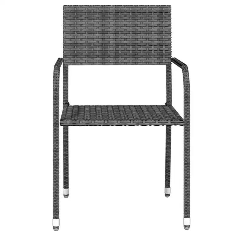 vidaXL Garten-Essgruppe aus grauem PE-Rattan, Stahl und Glas, 5-teilig, stapelbar - Tischlänge 31.5, Grau, 4 Teile