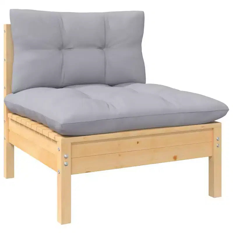 vidaXL Garden Lounge Set Grey Solid Pinewood, Polyester Large Modular