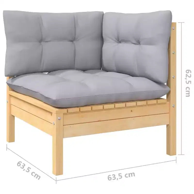 vidaXL Garden Lounge Set Grey Solid Pinewood, Polyester Large Modular
