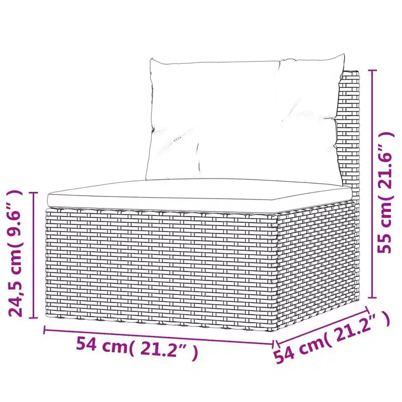 vidaXL Garden Lounge Set Black PE rattan, powder-coated steel