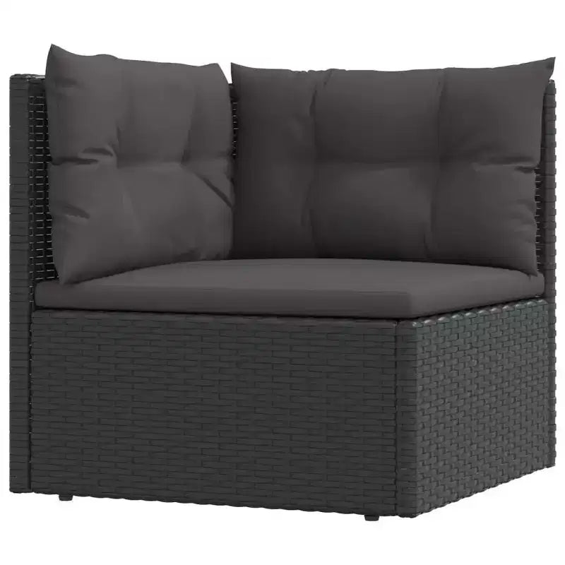 vidaXL Garden Lounge Set Black PE rattan, powder-coated steel