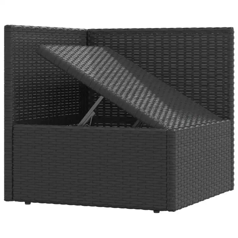 vidaXL Garden Lounge Set Black PE rattan, powder-coated steel