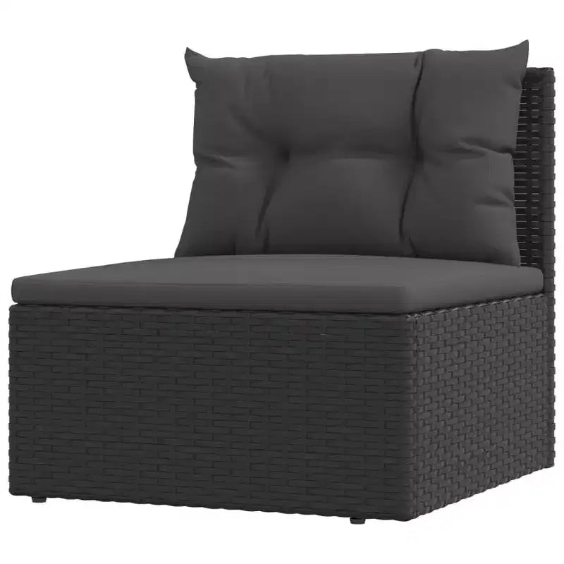 vidaXL Garden Lounge Set Black PE rattan, powder-coated steel
