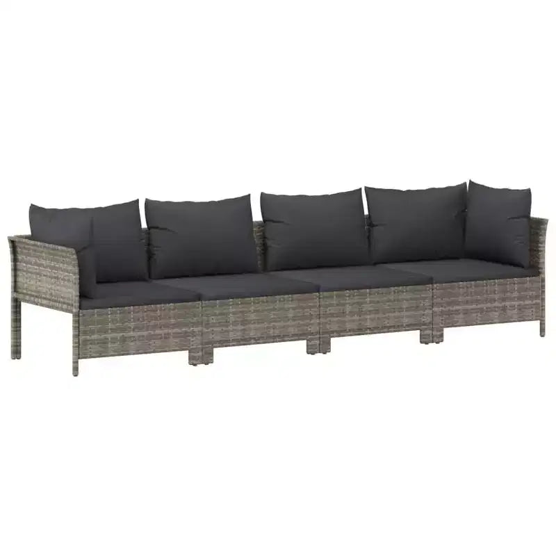 vidaXL Patio Furniture Set Garden Sofa Set with Cushions Gray Poly Rattan