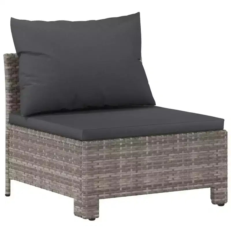 vidaXL Patio Furniture Set Garden Sofa Set with Cushions Gray Poly Rattan