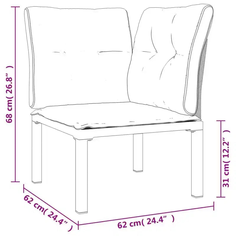 vidaXL Patio Lounge Set Sofa for Garden or Lawn, Black and Gray Poly Rattan