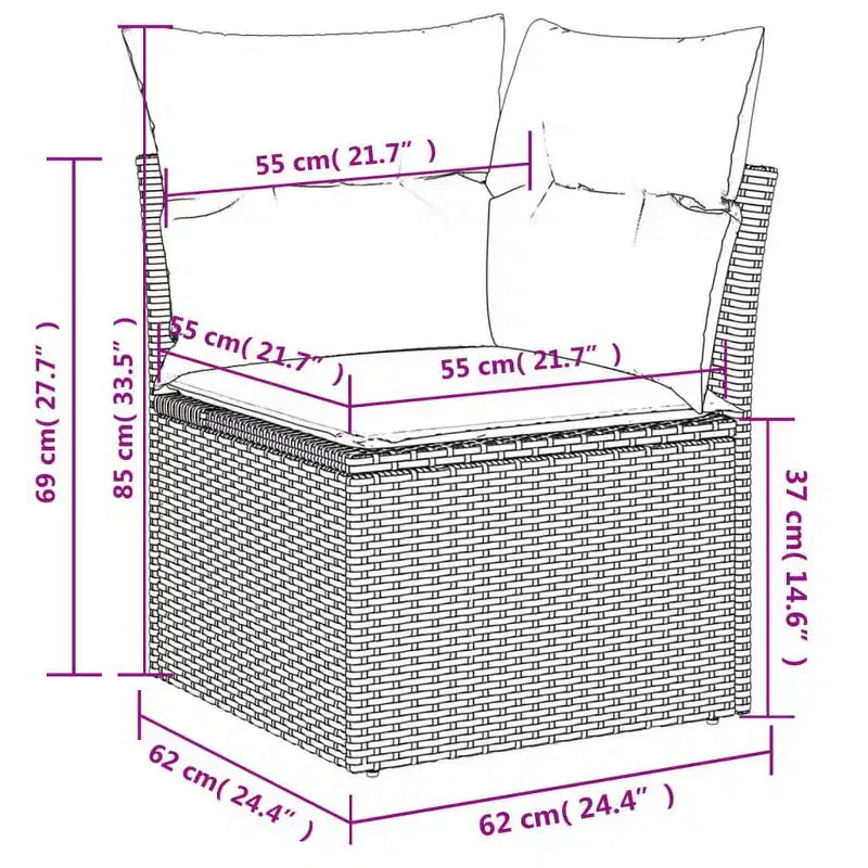 vidaXL Garden Sofa Set Grey Poly Rattan One size fits all Modular