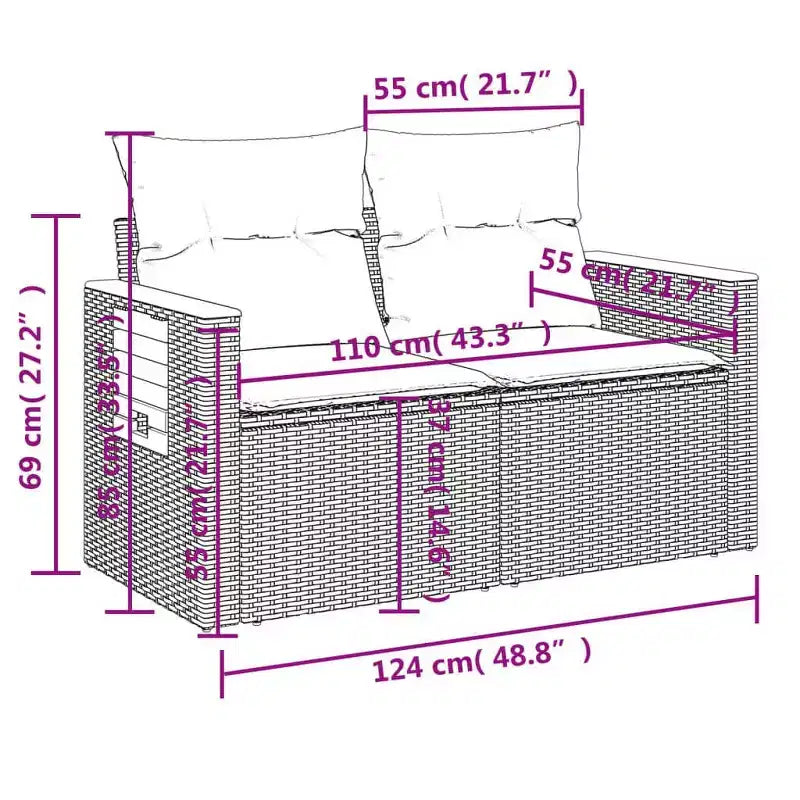 vidaXL Garden Sofa Set Grey Poly Rattan One size fits all Modular