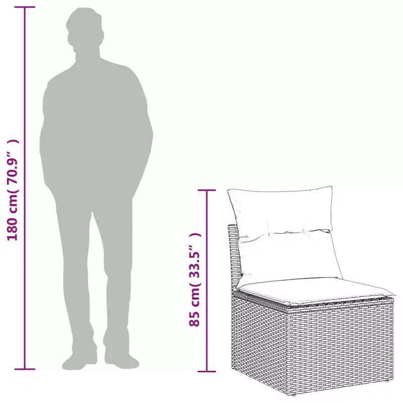 vidaXL Garden Sofa Set Grey Poly Rattan One size fits all Modular