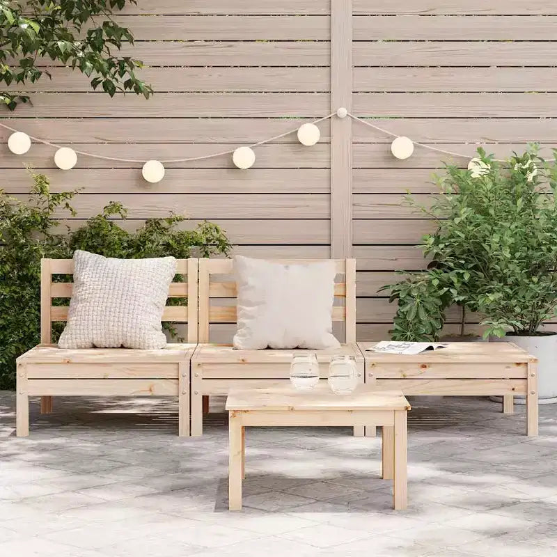 vidaXL Patio Sofa 3-Seater - Outdoor Conversation Couch - Rustic Pine Wood - Modular Design - Garden Lounge Set