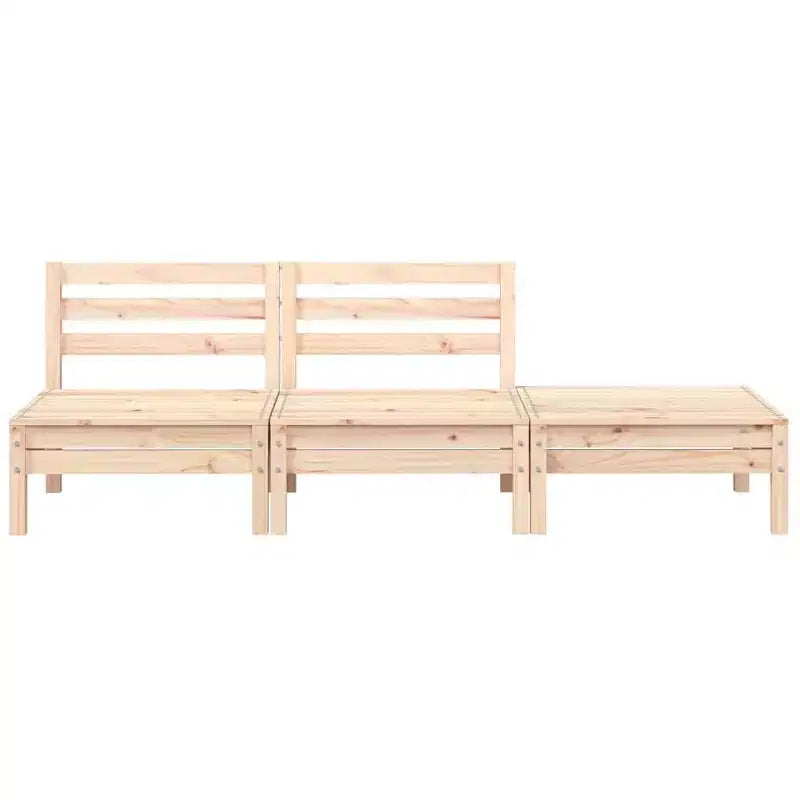 vidaXL Patio Sofa 3-Seater - Outdoor Conversation Couch - Rustic Pine Wood - Modular Design - Garden Lounge Set