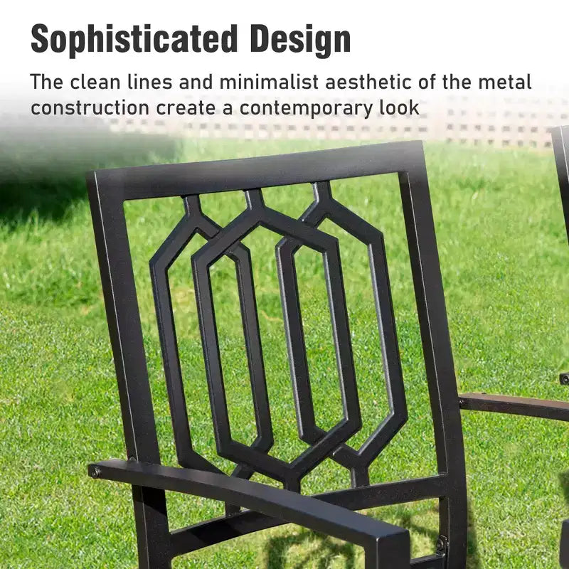 6-teiliges Outdoor-Terrassen-Set von Captiva Designs mit Esstisch aus Stahl, drehbaren Metallstühlen und Marktschirm