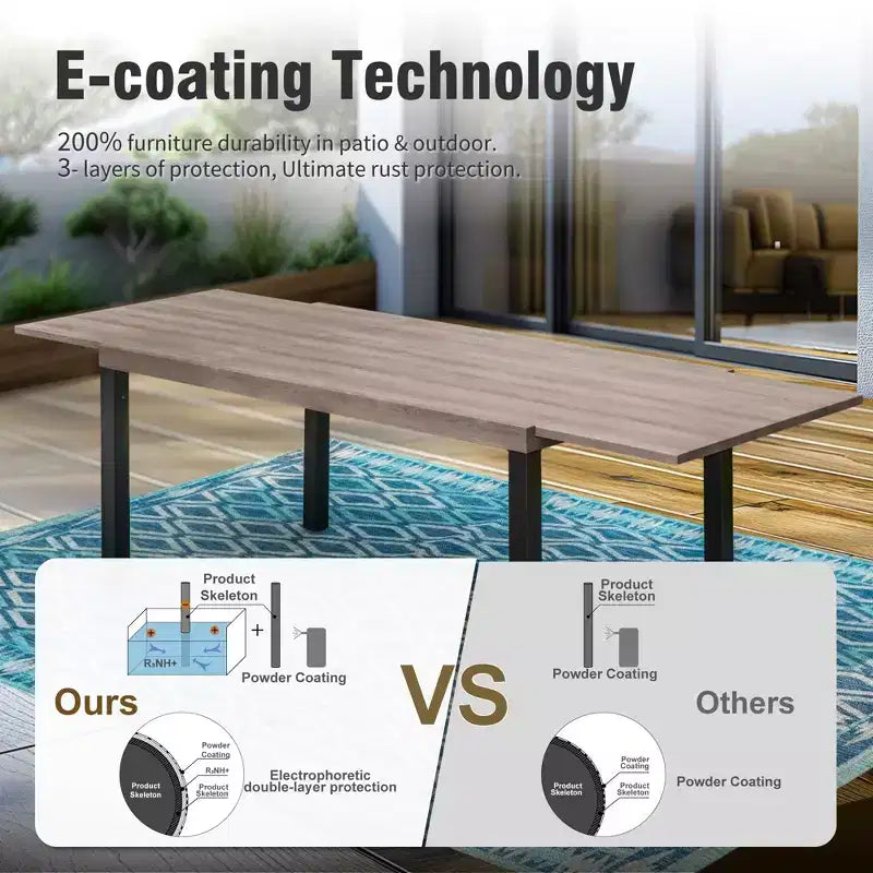 Mesa de comedor extensible de acero para patio exterior Captiva Designs de 9 piezas y sillas de ratán con brazos en forma de media luna