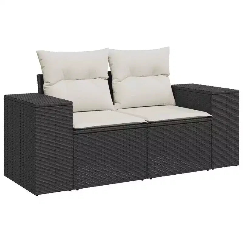 vidaXL Garden Sofa Set Black PE rattan Moderate Adjustable Feet