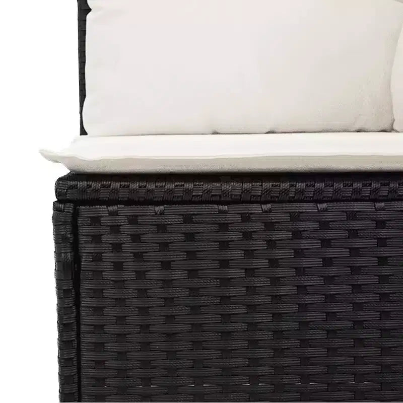vidaXL Garden Sofa Set Black PE rattan Moderate Adjustable Feet