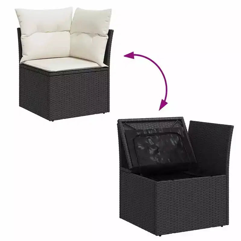 vidaXL Garden Sofa Set Black PE Rattan Standard Modular