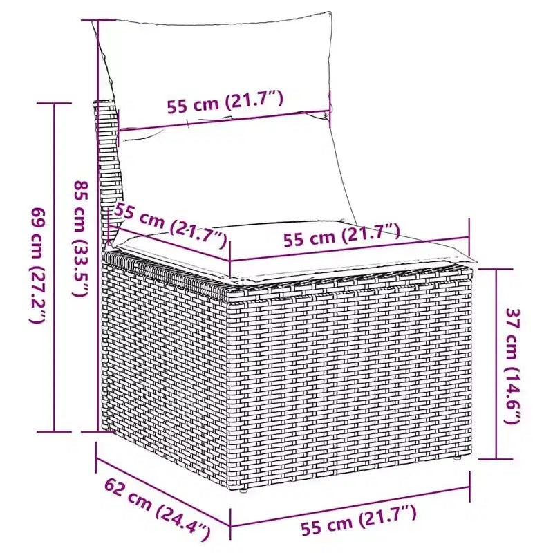 vidaXL Garden Sofa Set Black PE Rattan Standard Modular