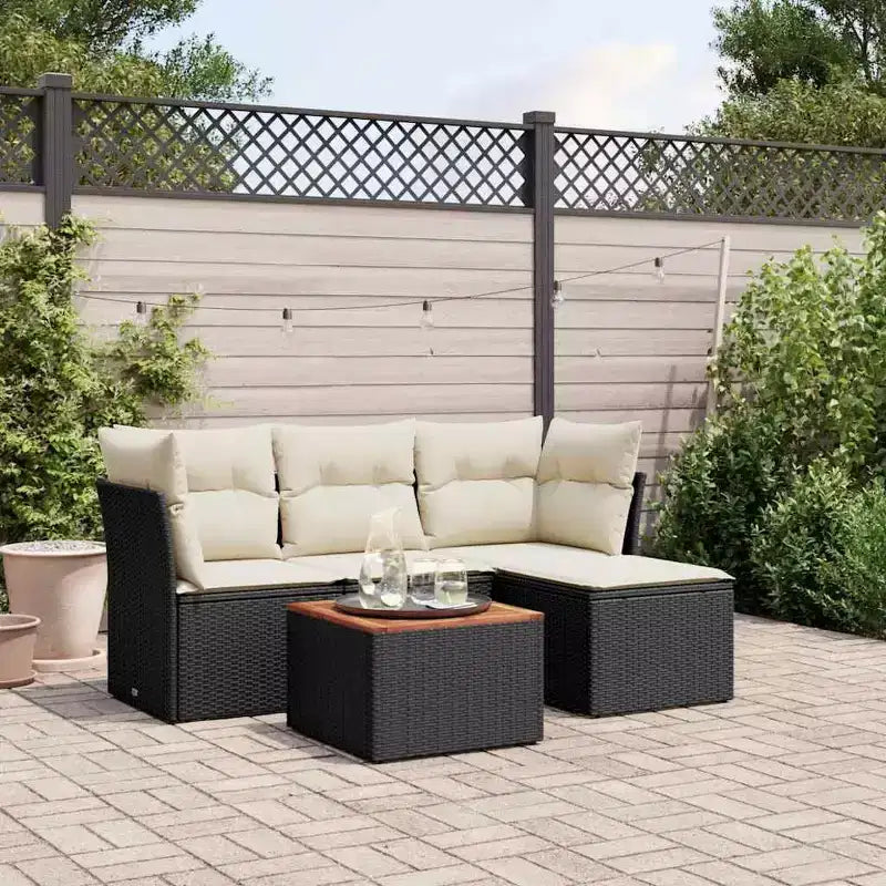 vidaXL Garden Sofa Set Black, Cream