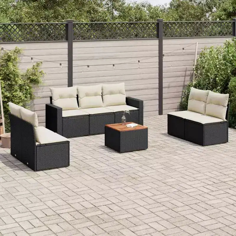 vidaXL Garden Sofa Set Black PE Rattan 8 Piece Set Modular