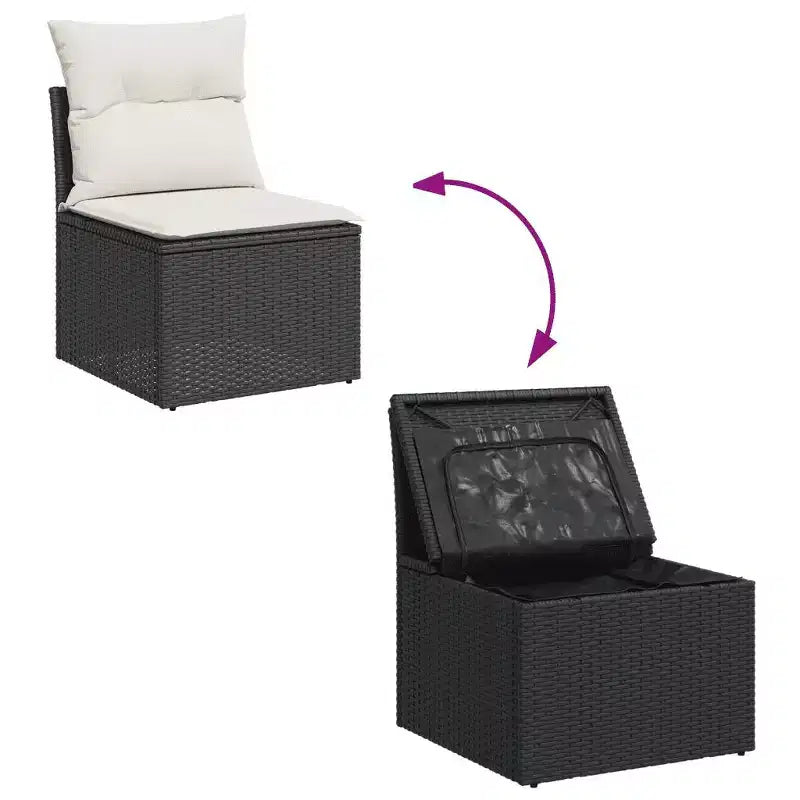 vidaXL Garden Sofa Set Black PE Rattan 8 Piece Set Modular