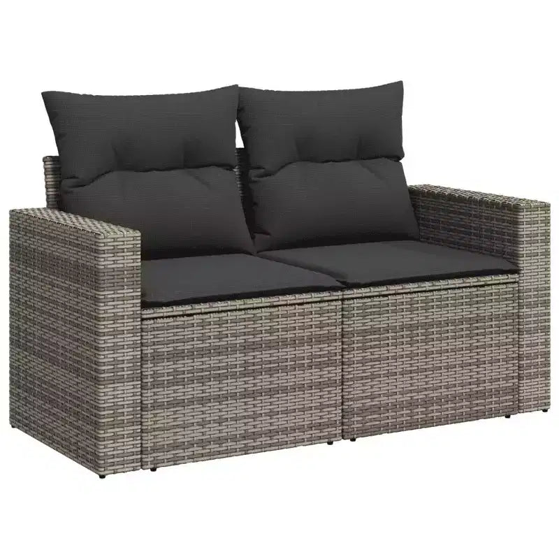 vidaXL Garden Sofa Set Grey PE rattan Large Adjustable Armrests
