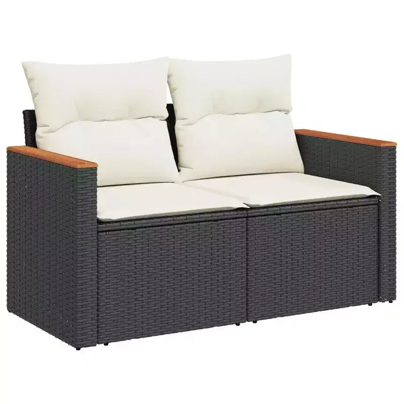 vidaXL Garden Sofa Set Black PE rattan 6 Piece Set