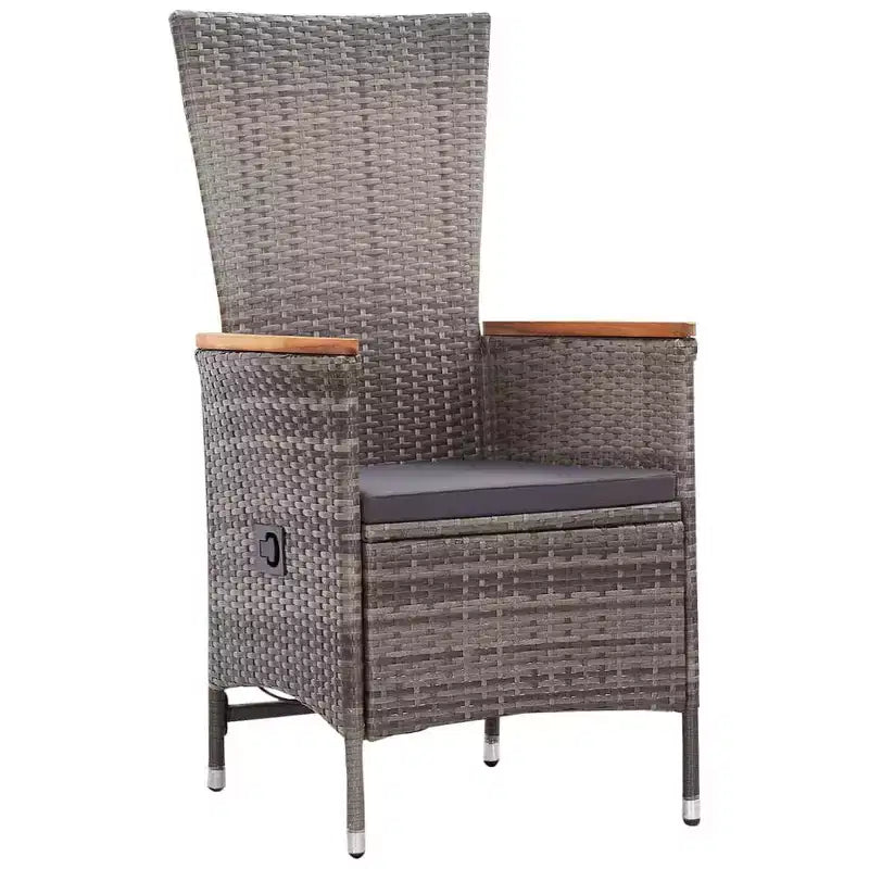 vidaXL Garden Dining Set Grey PE rattan, powder-coated steel, tempered glass
