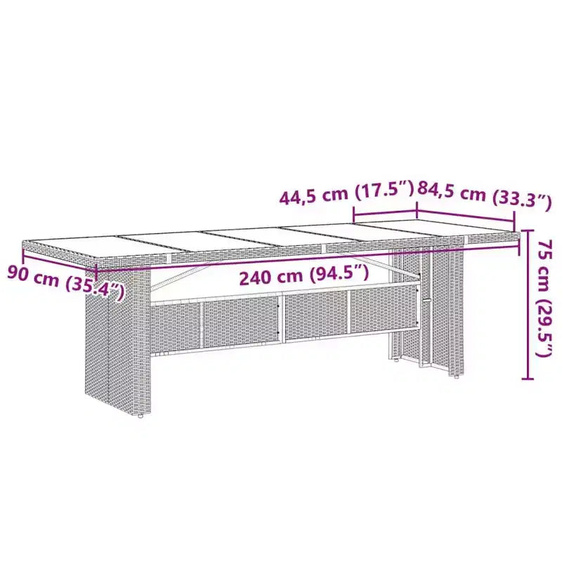 vidaXL Garden Dining Set Grey PE rattan, powder-coated steel, tempered glass