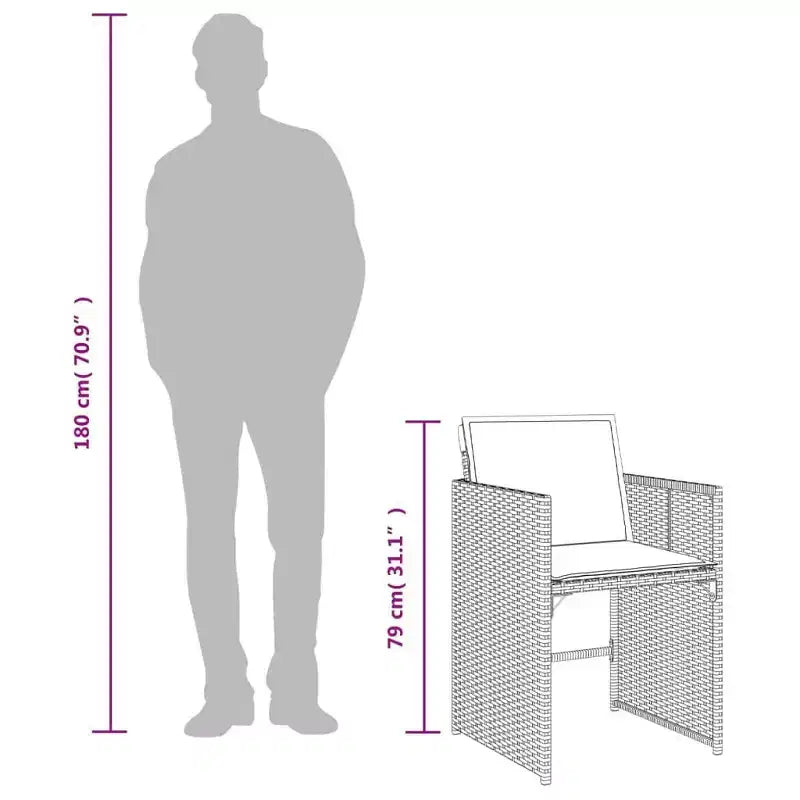 vidaXL Patio Dining Set Set of 12 Gray