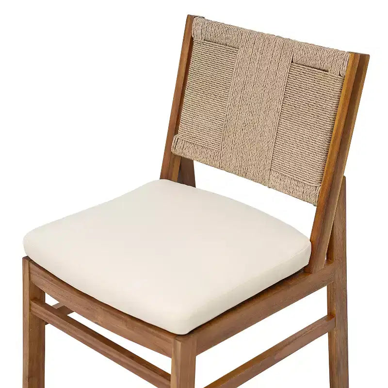 Set da pranzo da esterno rustico Mabel di Christopher Knight Home, 6 pezzi, in legno di acacia e rattan, con tavolo a doghe e cuscini
